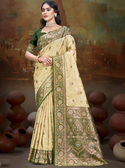 Deeva Sarees Beige Silk Saree